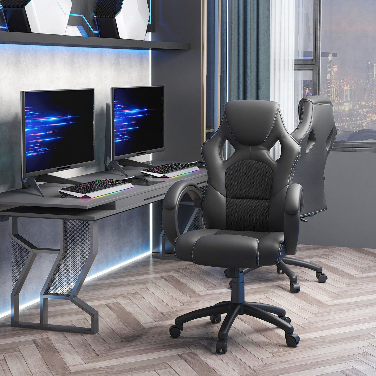 immagine-2-easycomfort-easycomfort-sedia-da-gaming-ad-altezza-regolabile-sedia-da-ufficio-con-funzione-a-dondolo-girevole-e-reclinabile-71x61x108-118-cm-nera