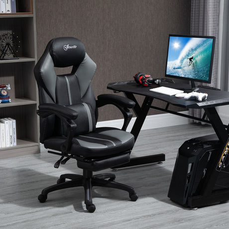 immagine-2-easycomfort-easycomfort-sedia-da-ufficio-imbottita-con-altezza-regolabile-sedia-ergonomica-reclinabile-per-computer-con-poggiapiedi-estraibile-in-similpelle-nera-e-grigia