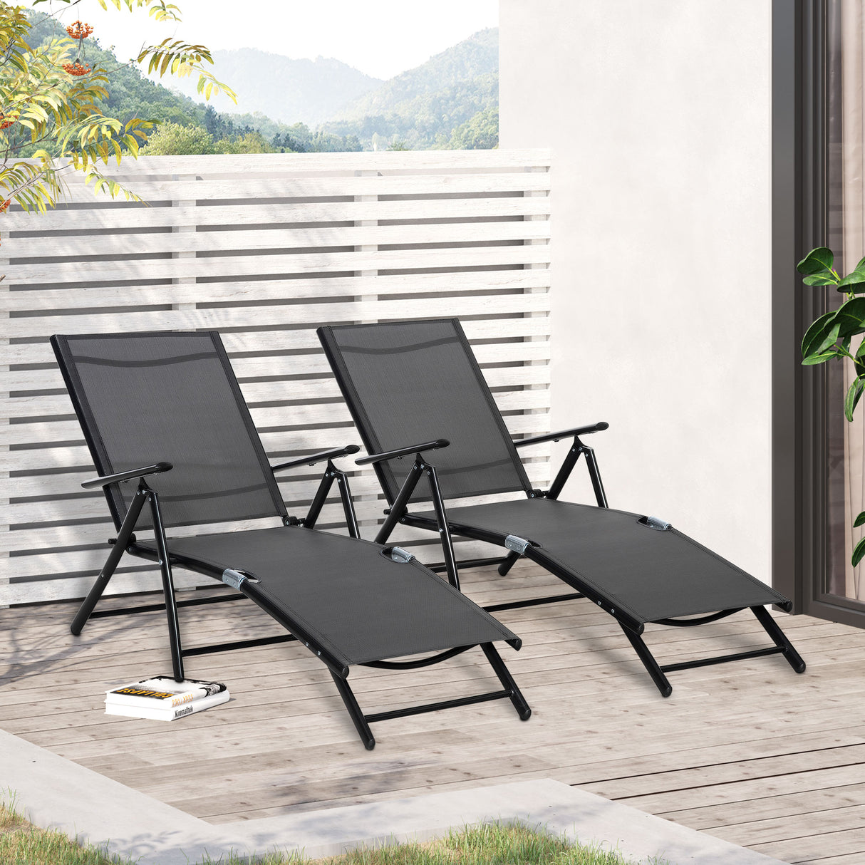 immagine-2-easycomfort-easycomfort-set-2-sdraio-da-giardino-pieghevoli-con-schienale-regolabile-64x134x95cm-nero