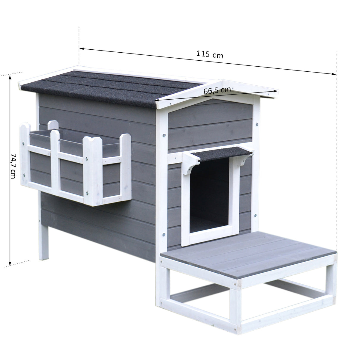 immagine-3-easycomfort-easycomfort-cuccia-per-gatti-rialzata-con-balconcino-e-tetto-impermeabile-da-giardino-legno-115x66-5x74-7cm-grigio-ean-8054144137926