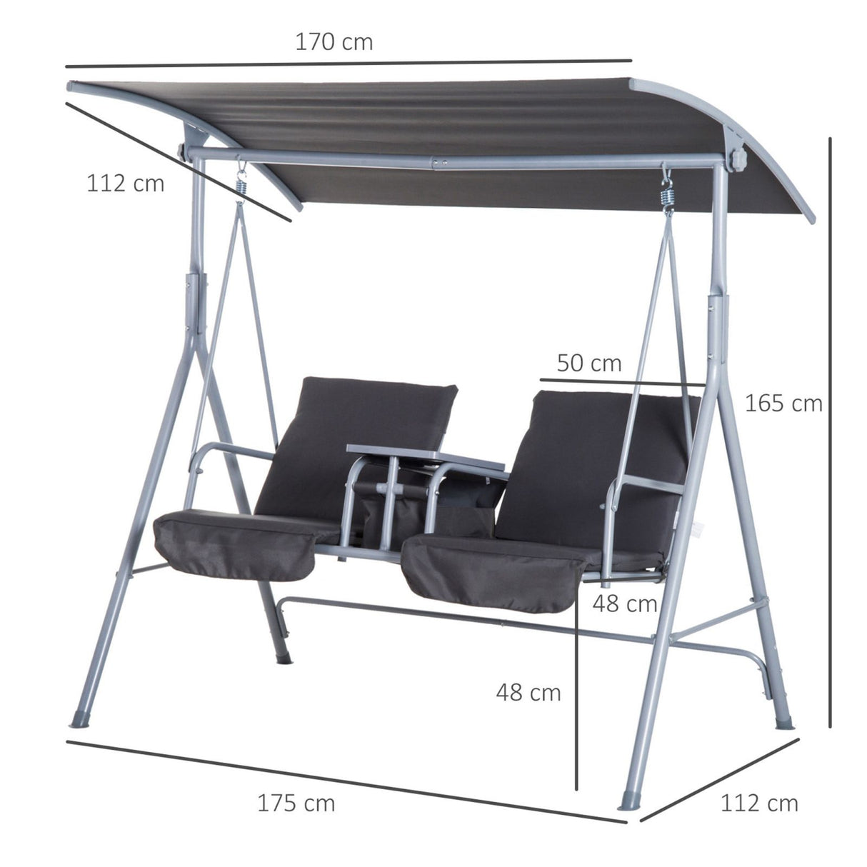 immagine-3-easycomfort-easycomfort-dondolo-da-giardino-2-posti-separati-con-tavolino-centrale-e-tetto-regolabile-in-metallo-175x112x165cm-grigio-ean-8054144137643