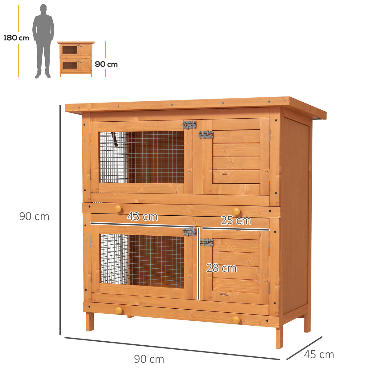 immagine-3-easycomfort-easycomfort-gabbia-a-due-piani-per-conigli-conigliera-da-esterno-in-legno-di-abete-90x45x90-cm-legno-e-verde-ean-8055776910208