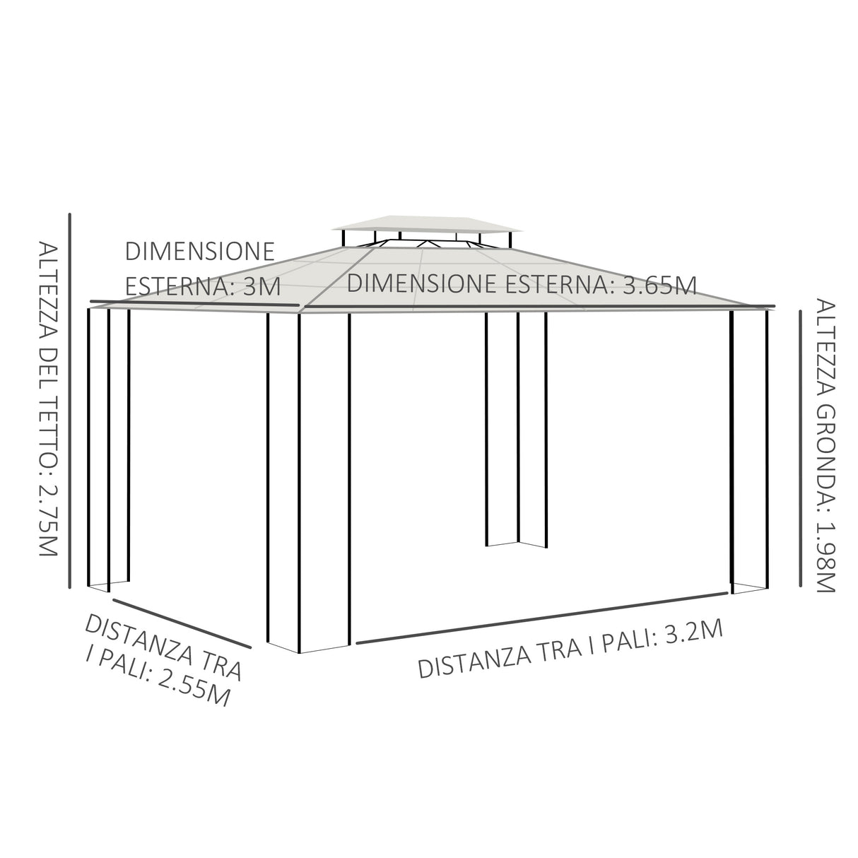 immagine-3-easycomfort-easycomfort-gazebo-da-giardino-3-7x3m-con-tetto-in-policarbonato-a-2-livelli-acciaio-e-alluminio-marrone