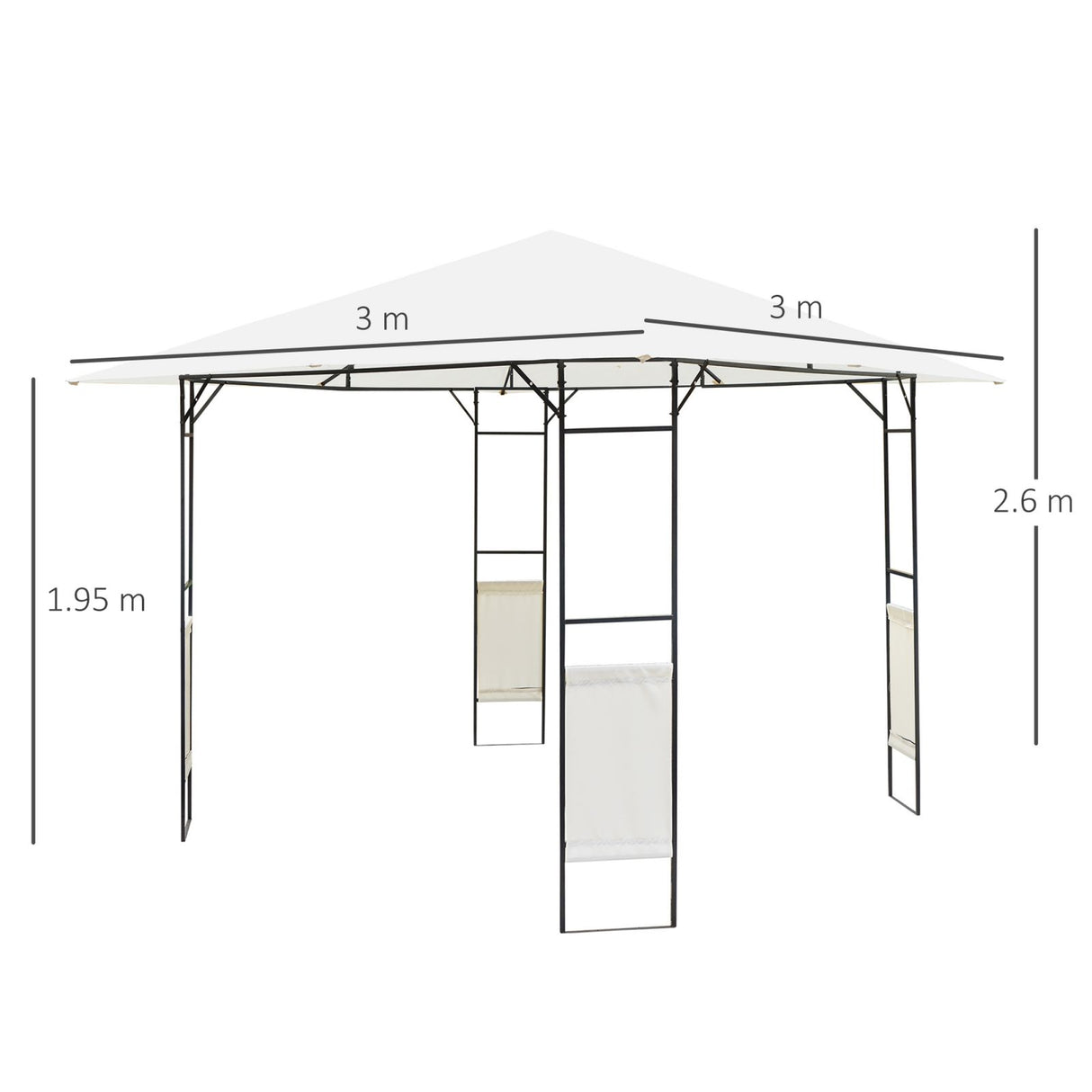 immagine-3-easycomfort-easycomfort-gazebo-da-giardino-3x3m-in-metallo-nero-con-tettuccio-bianco-ean-8054144130101