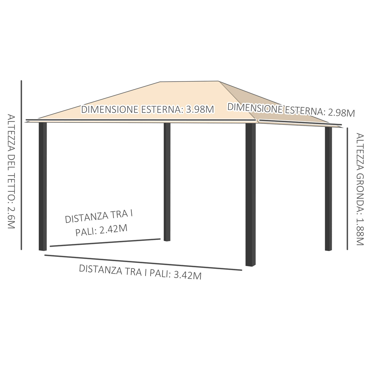 immagine-3-easycomfort-easycomfort-gazebo-da-giardino-4x3m-in-alluminio-e-acciaio-con-zanzariera-e-4-tende-in-poliestere-marrone