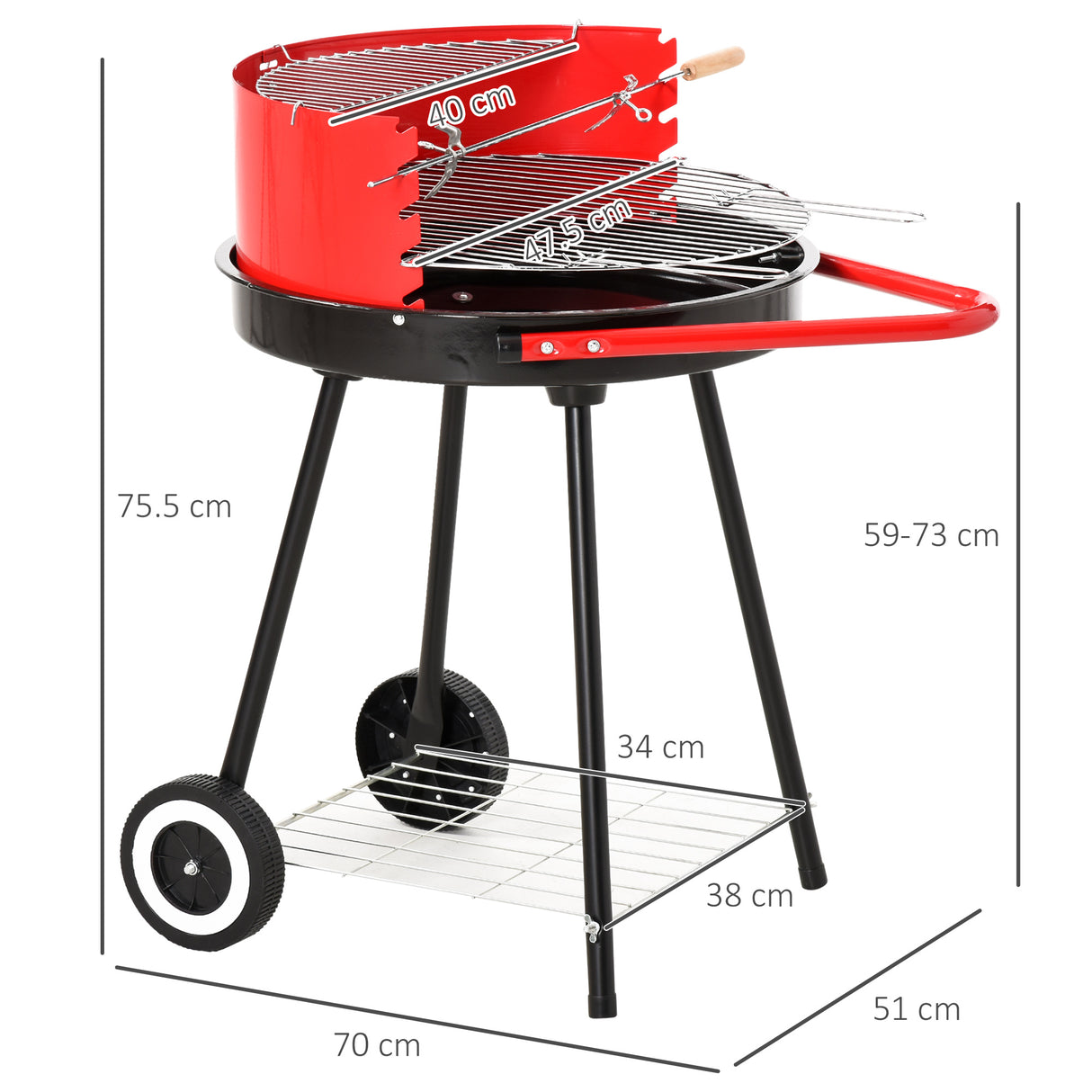 immagine-3-easycomfort-easycomfort-grill-bbq-barbecue-a-carbonella-doppia-griglia-regolabile-con-ruote-acciaio-51x70x75-5cm-nero-e-rosso-ean-8054111844222