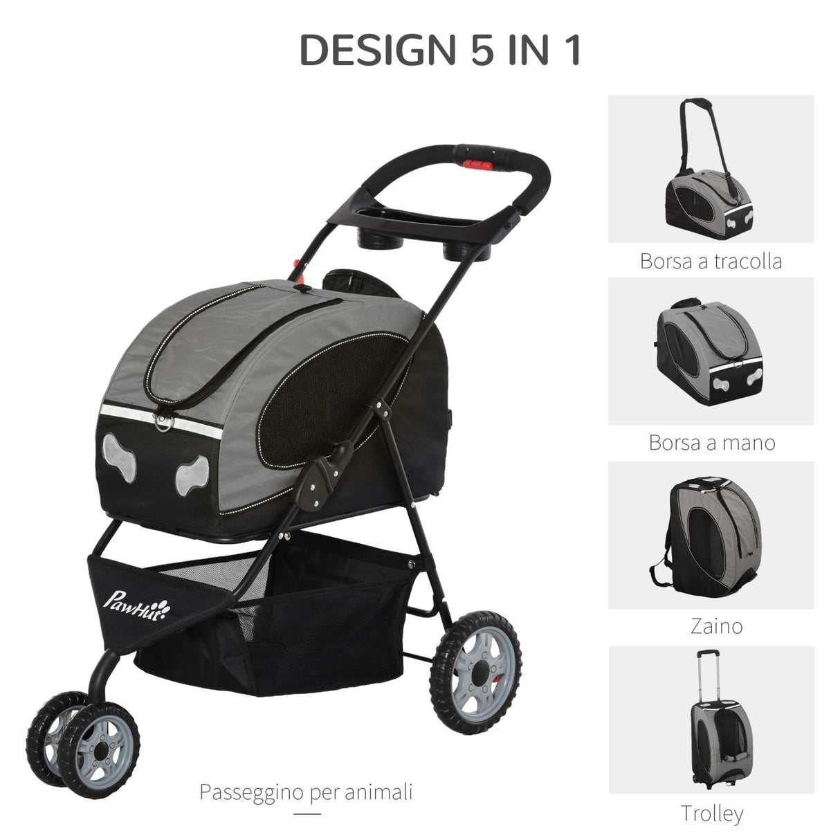 immagine-3-easycomfort-easycomfort-passeggino-pieghevole-per-cani-e-gatti-con-trasportino-staccabile-nero-e-grigio