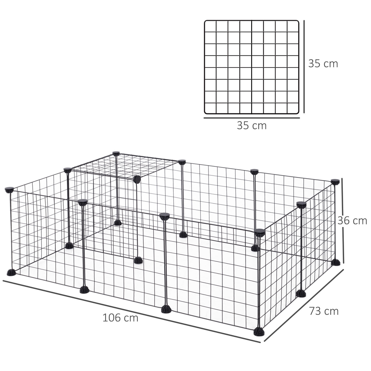 immagine-3-easycomfort-easycomfort-recinto-per-cuccioli-e-piccoli-animali-modulabile-in-metallo-e-pp-12-pannelli-da-35x35-cm-nero-ean-8054111840125