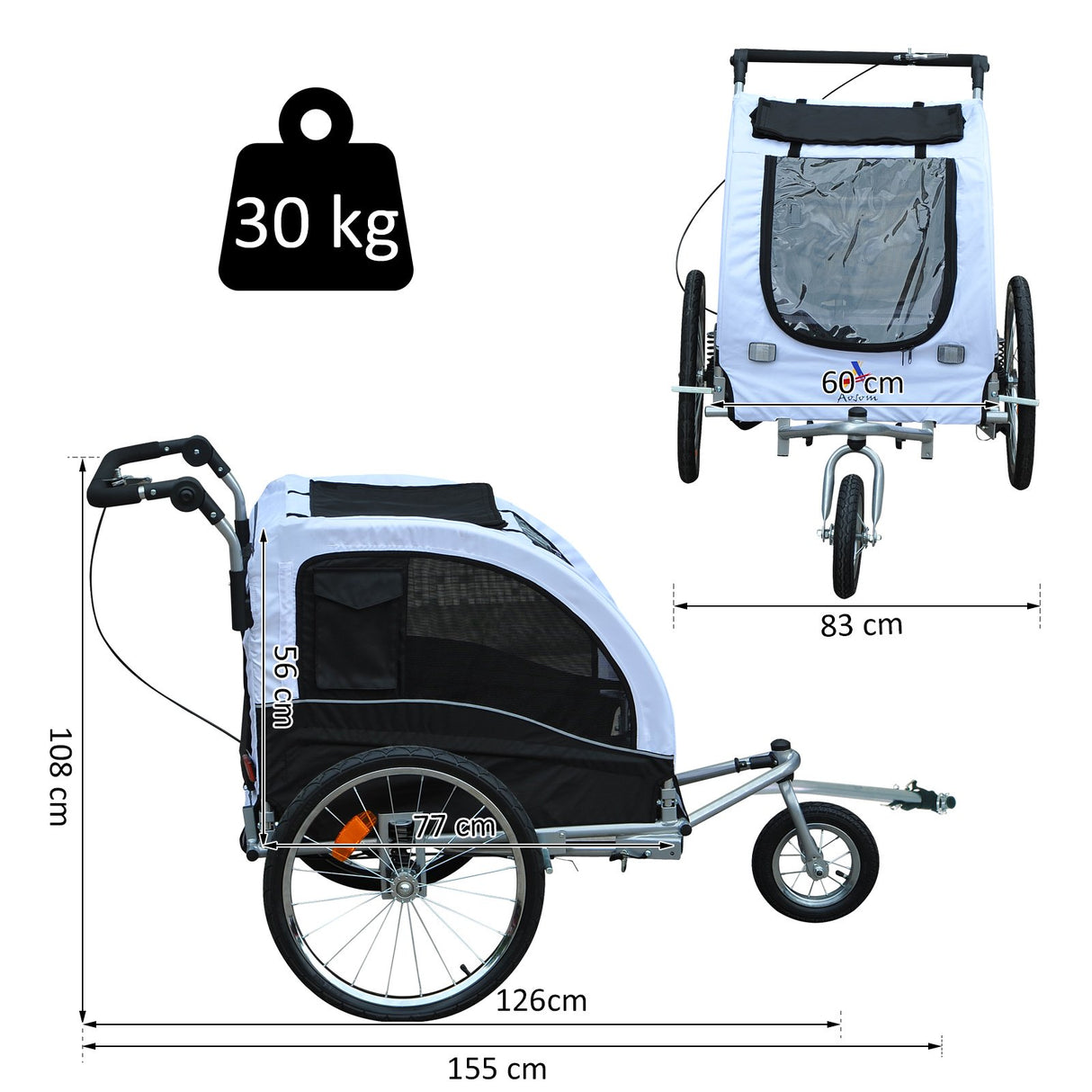 immagine-3-easycomfort-easycomfort-rimorchio-bicicletta-passeggino-per-cani-3-ruote-bianco-e-nero-ean-8055776911571
