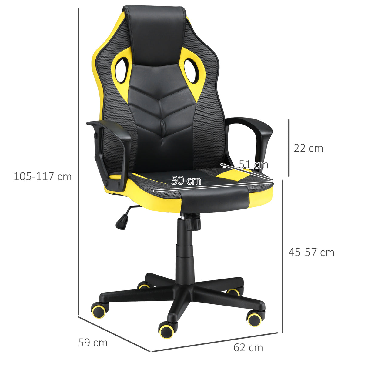 immagine-3-easycomfort-easycomfort-sedia-gaming-ergonomica-poltrona-da-ufficio-girevole-con-rotelle-in-similpelle-nera-e-gialla-altezza-regolabile