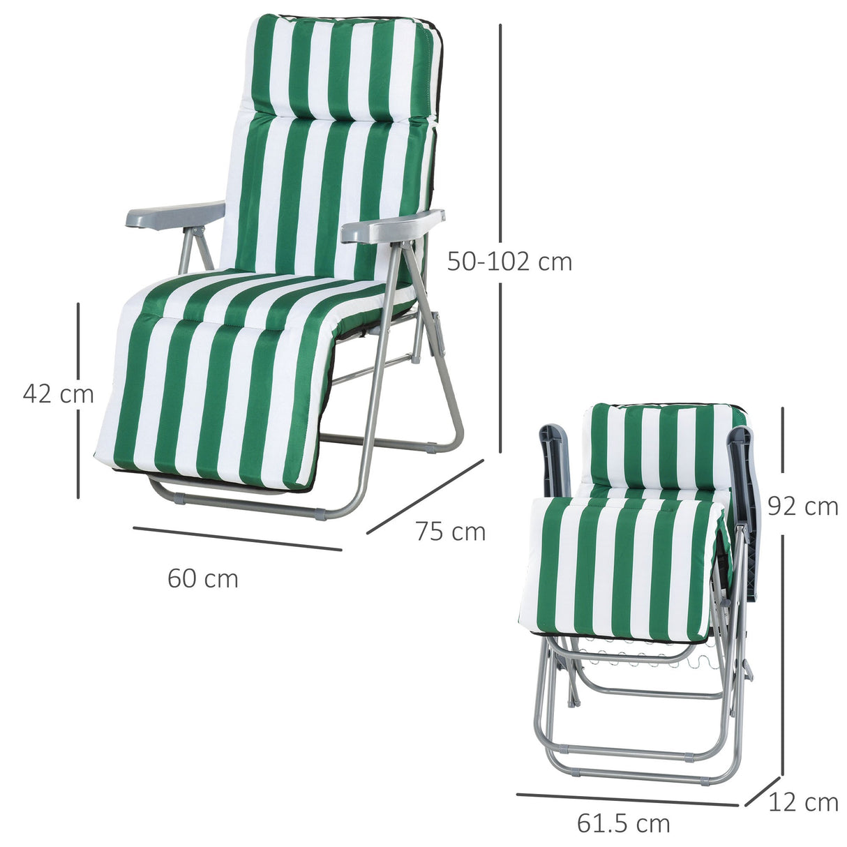 immagine-3-easycomfort-easycomfort-sedia-sdraio-da-spiaggia-da-2-pezzi-pieghevole-e-reclinabile-lettini-prendisole-da-giardino-con-cuscino-imbottito-verde-e-bianco-ean-8054144138640