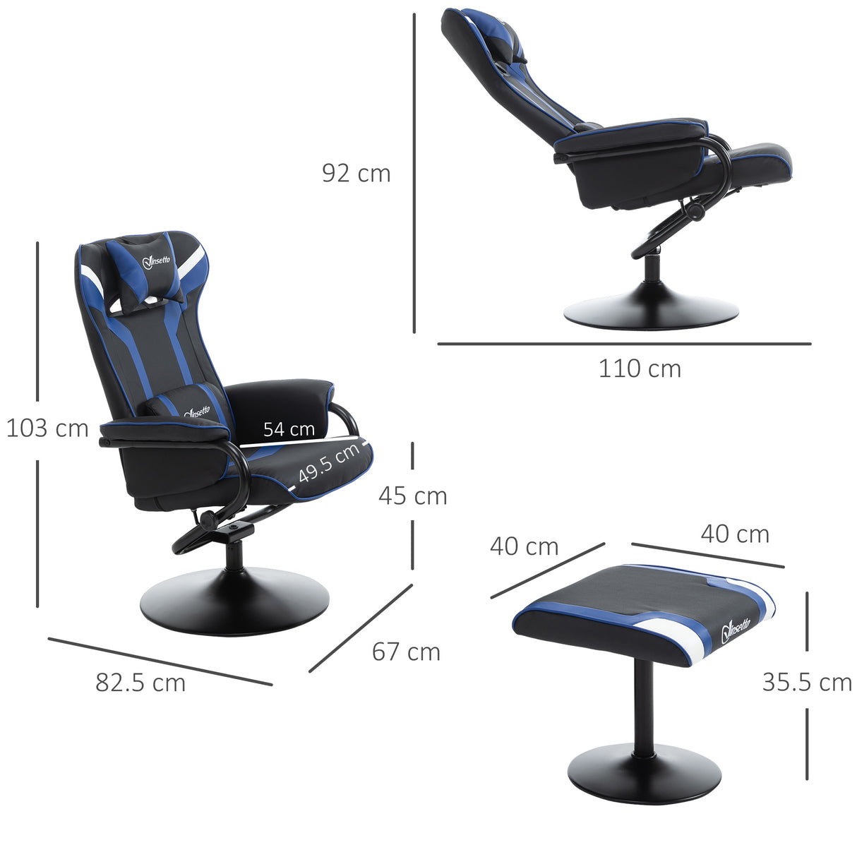 immagine-3-easycomfort-easycomfort-set-2-pezzi-poltrona-gaming-reclinabile-inclinabile-a-130-con-sgabello-poggiapiedi-nero-e-blu-scuro