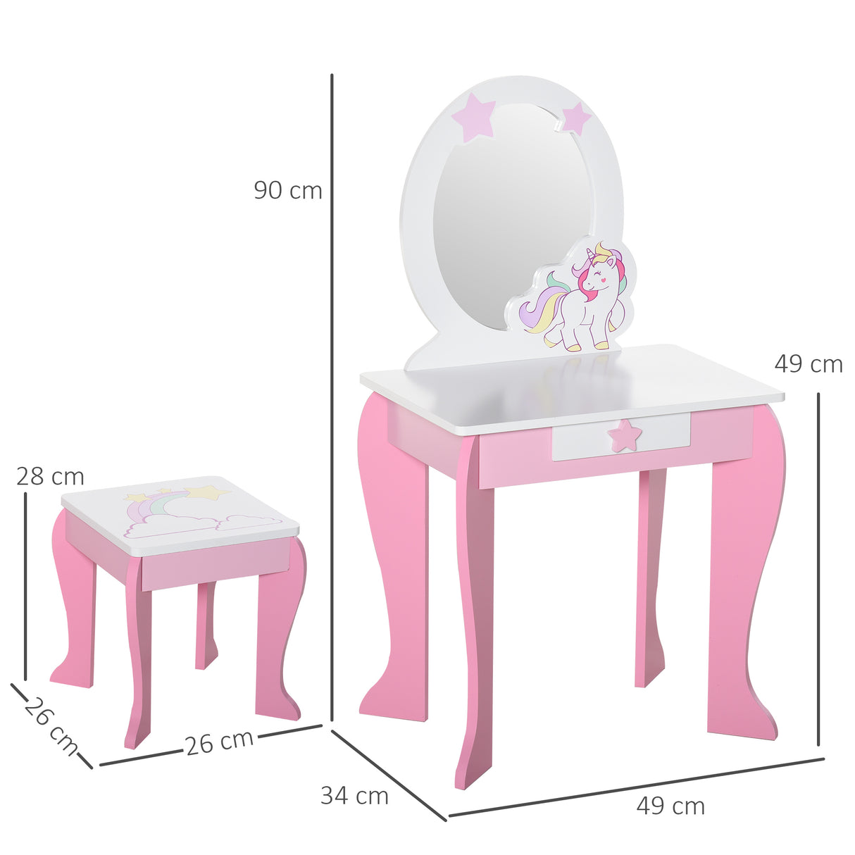 immagine-3-easycomfort-easycomfort-specchiera-giocattolo-toeletta-con-cassetto-e-sgabello-in-legno-giochi-per-bambine-3-6-anni-rosa-e-bianco