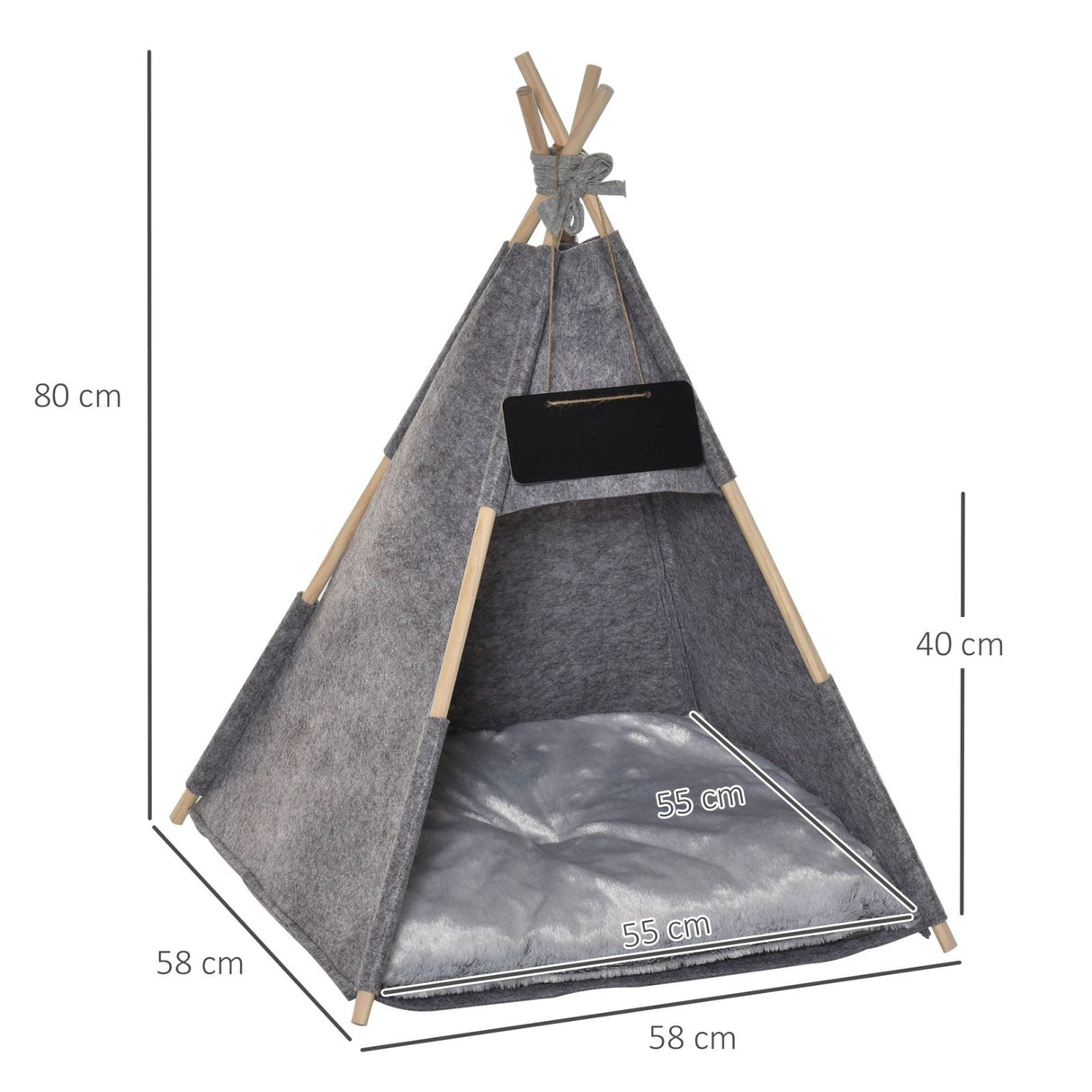 immagine-3-easycomfort-easycomfort-tenda-cuccia-per-gatti-o-cani-piccoli-da-interno-teepee-in-feltro-grigio-58x58x80cm