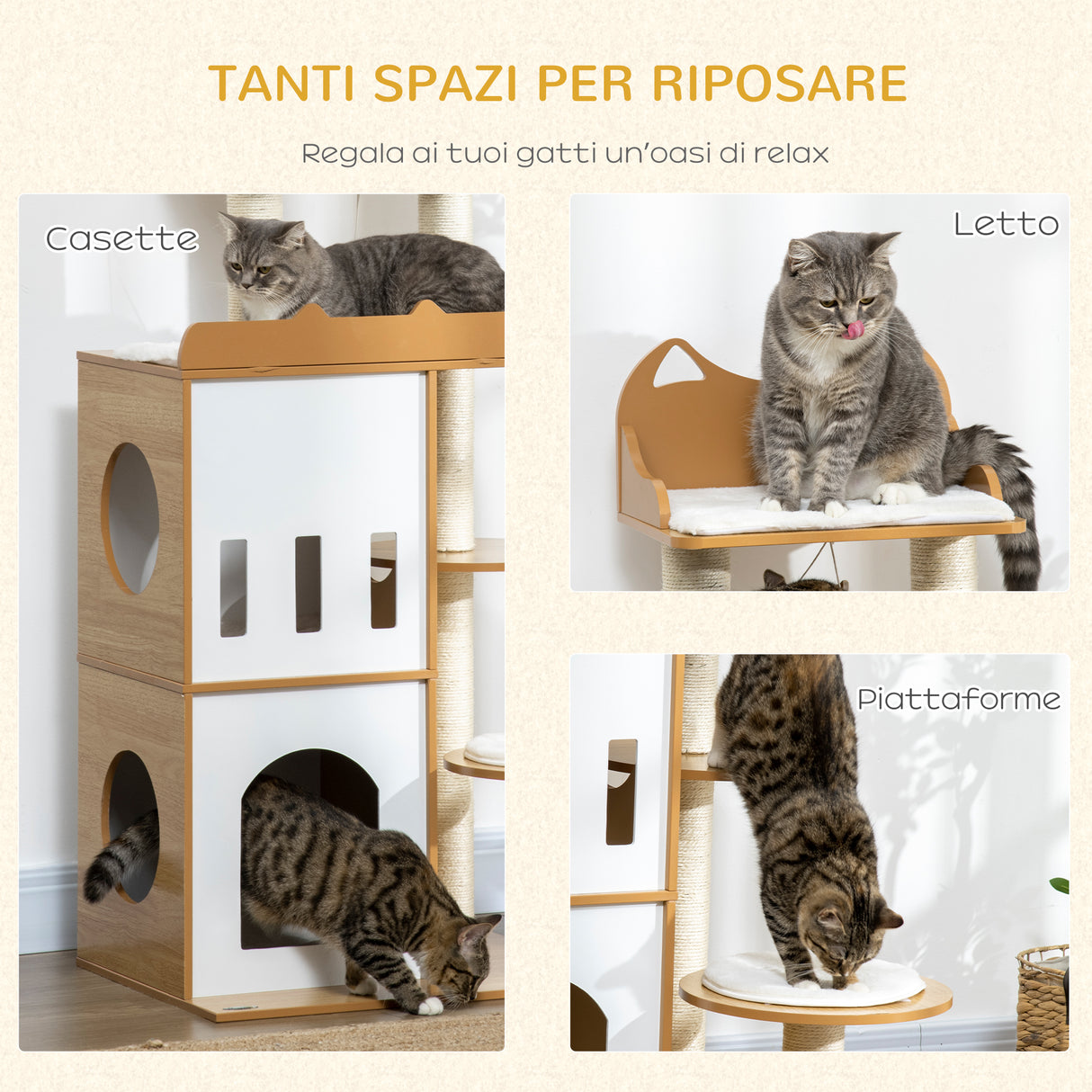 immagine-4-easycomfort-easycomfort-albero-per-gatti-in-mdf-con-tiragraffi-per-gatti-2-casette-per-gatti-posatoi-e-pallina-da-gioco-60x48x133-cm