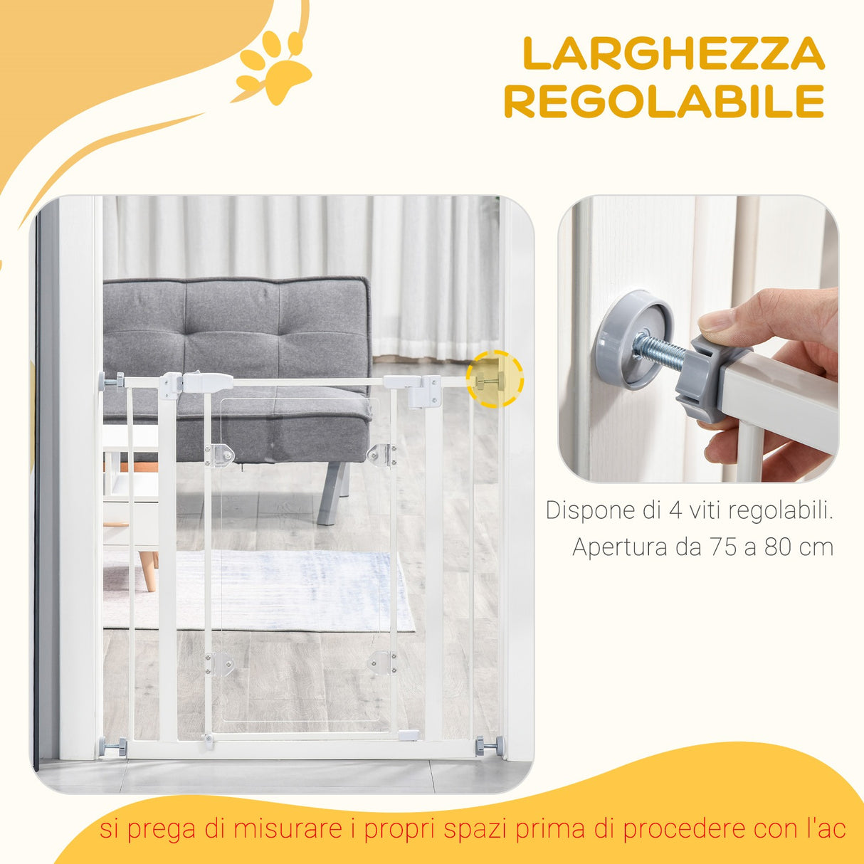 immagine-4-easycomfort-easycomfort-cancelletto-per-cani-e-animali-domestici-cancellino-con-larghezza-regolabile-fino-a-80cm-chiusura-automatica-bianco-ean-8054144130149