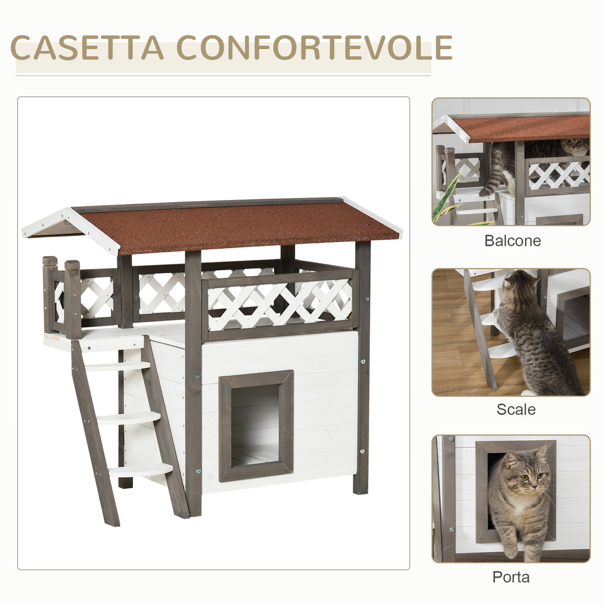 immagine-4-easycomfort-easycomfort-casetta-per-gatti-da-esterno-in-legno-con-cuccia-e-terrazza-77x50x73cm-bianco-e-grigio