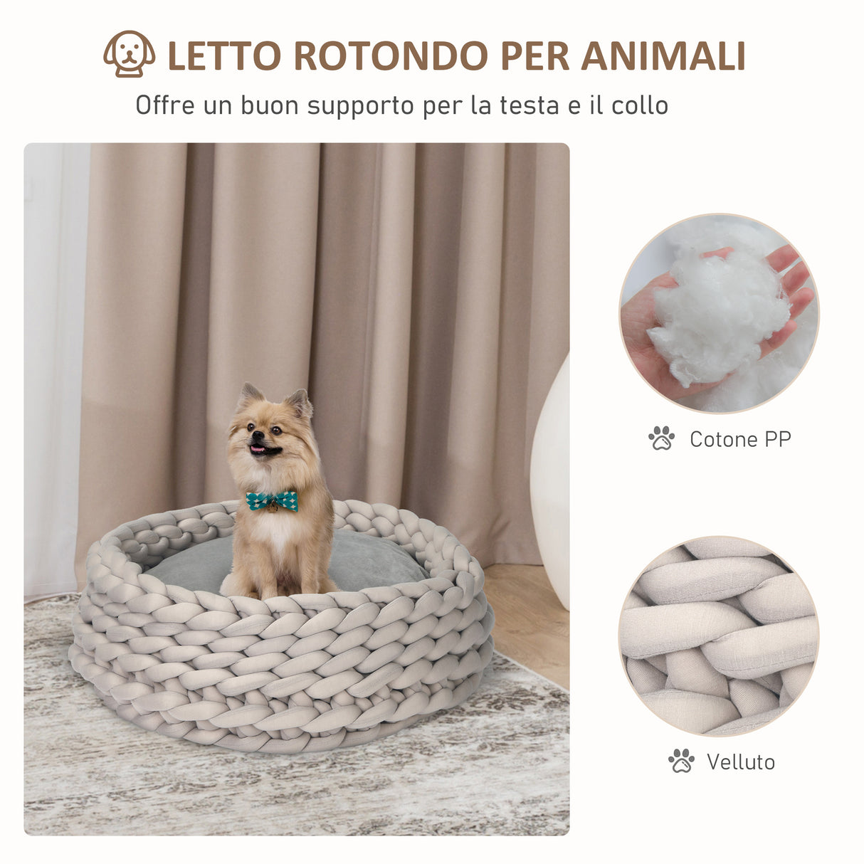 immagine-4-easycomfort-easycomfort-cuccia-per-cani-e-gatti-rotonda-rialzata-e-lavabile-in-cotone-pp-cuscino-imbottito-50x19cm-grigio