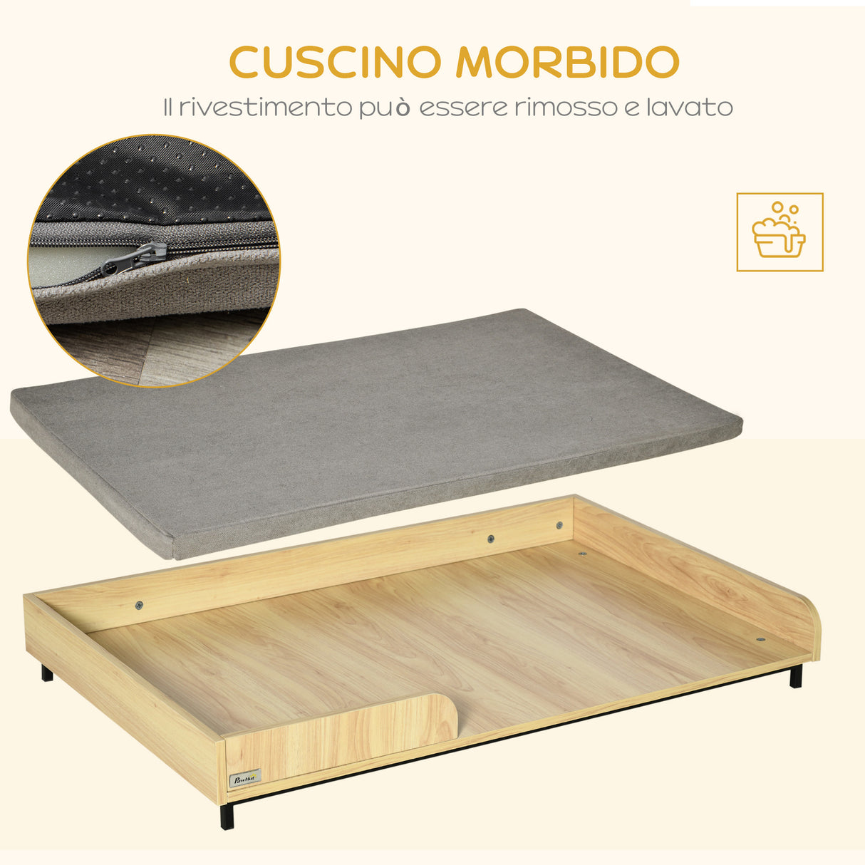 immagine-4-easycomfort-easycomfort-cuccia-per-cani-rialzata-con-cuscino-removibile-e-lavabile-lettino-per-cani-gambe-in-legno-e-acciaio-110x70x15-5cm-rovere-e-grigio