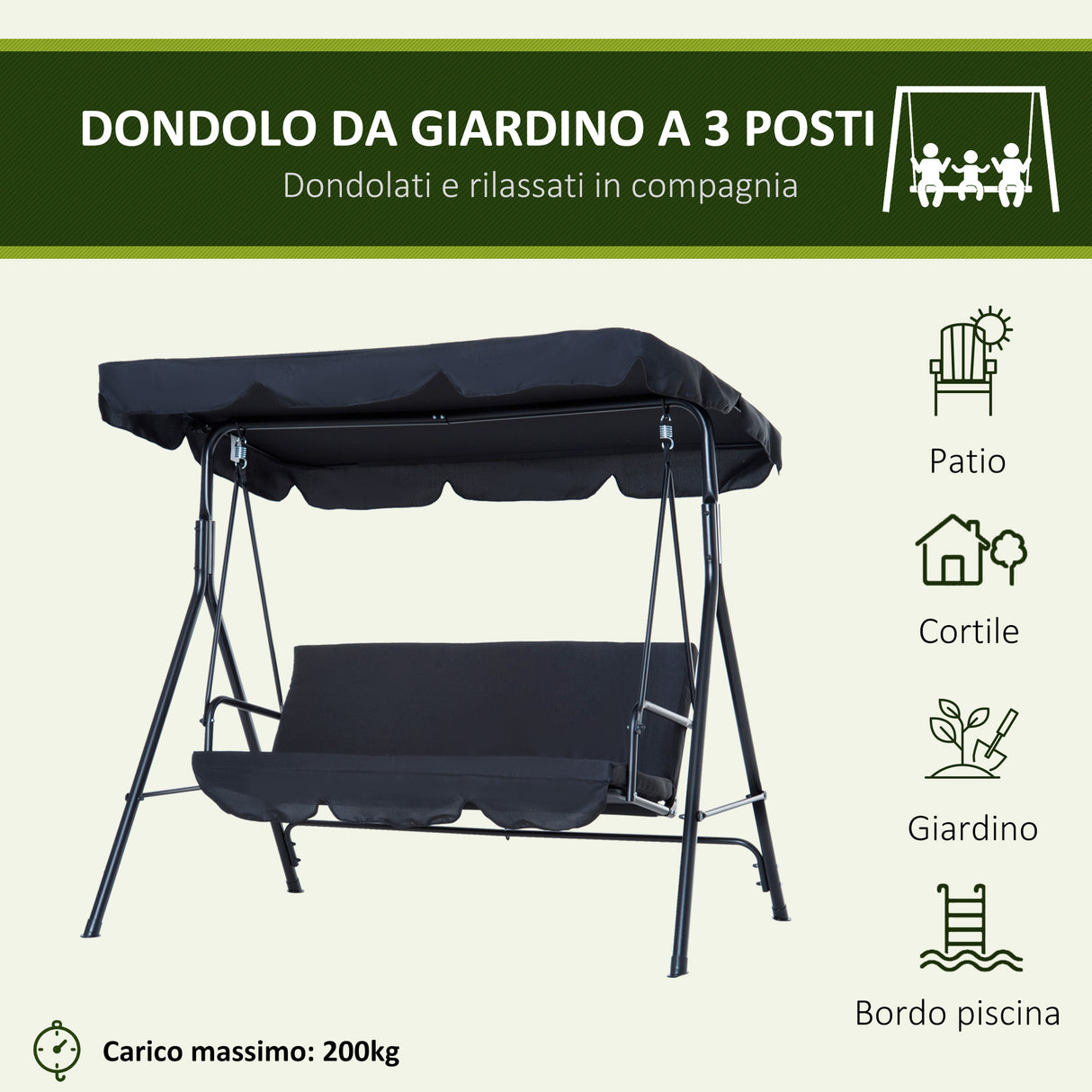 immagine-4-easycomfort-easycomfort-dondolo-da-giardino-a-3-posti-con-tettuccio-parasole-inclinabile-in-acciaio-172-110-153cm-nero-ean-8054111848862