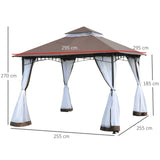 immagine-4-easycomfort-easycomfort-gazebo-da-giardino-3x3m-con-zanzariera-tetto-a-2-livelli-e-struttura-in-metallo-marrone-ean-8055776913209