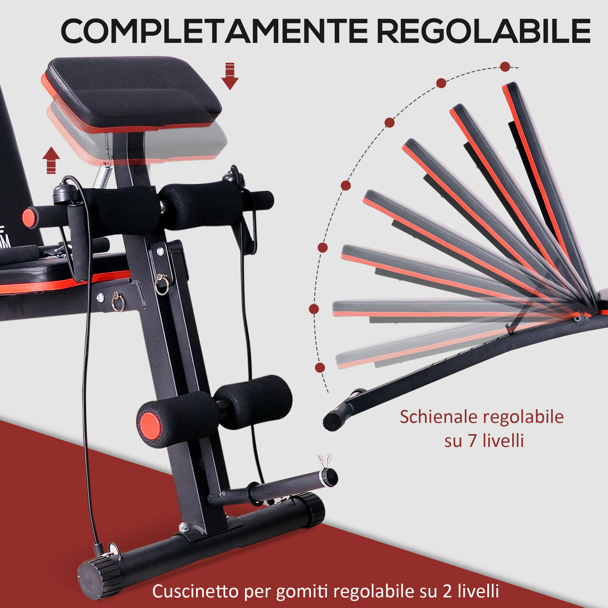 immagine-4-easycomfort-easycomfort-panca-multifunzione-regolabile-per-addominali-panca-pesi-palestra-per-allenamento-braccia-e-gambe-54x160x106cm-nero-e-rosso-ean-8054144130125