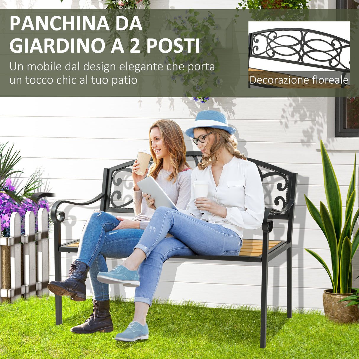 immagine-4-easycomfort-easycomfort-panchina-da-giardino-panchina-da-esterno-a-2-posti-in-metallo-e-legno-127x52x88cm