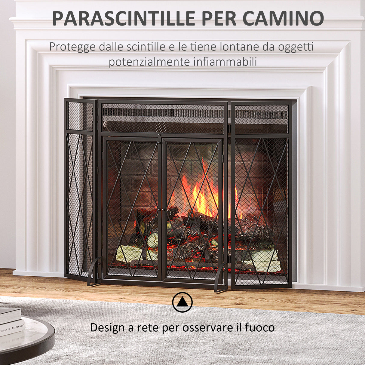 immagine-4-easycomfort-easycomfort-parascintille-per-camino-in-metallo-con-3-pannelli-pieghevoli-e-2-porte-120x11-5x79cm-nero