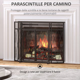 immagine-4-easycomfort-easycomfort-parascintille-per-camino-in-metallo-con-3-pannelli-pieghevoli-e-2-porte-120x11-5x79cm-nero