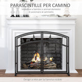 immagine-4-easycomfort-easycomfort-parascintille-per-camino-in-metallo-nero-con-2-porte-chiusura-a-clip-99x35x80cm-nero
