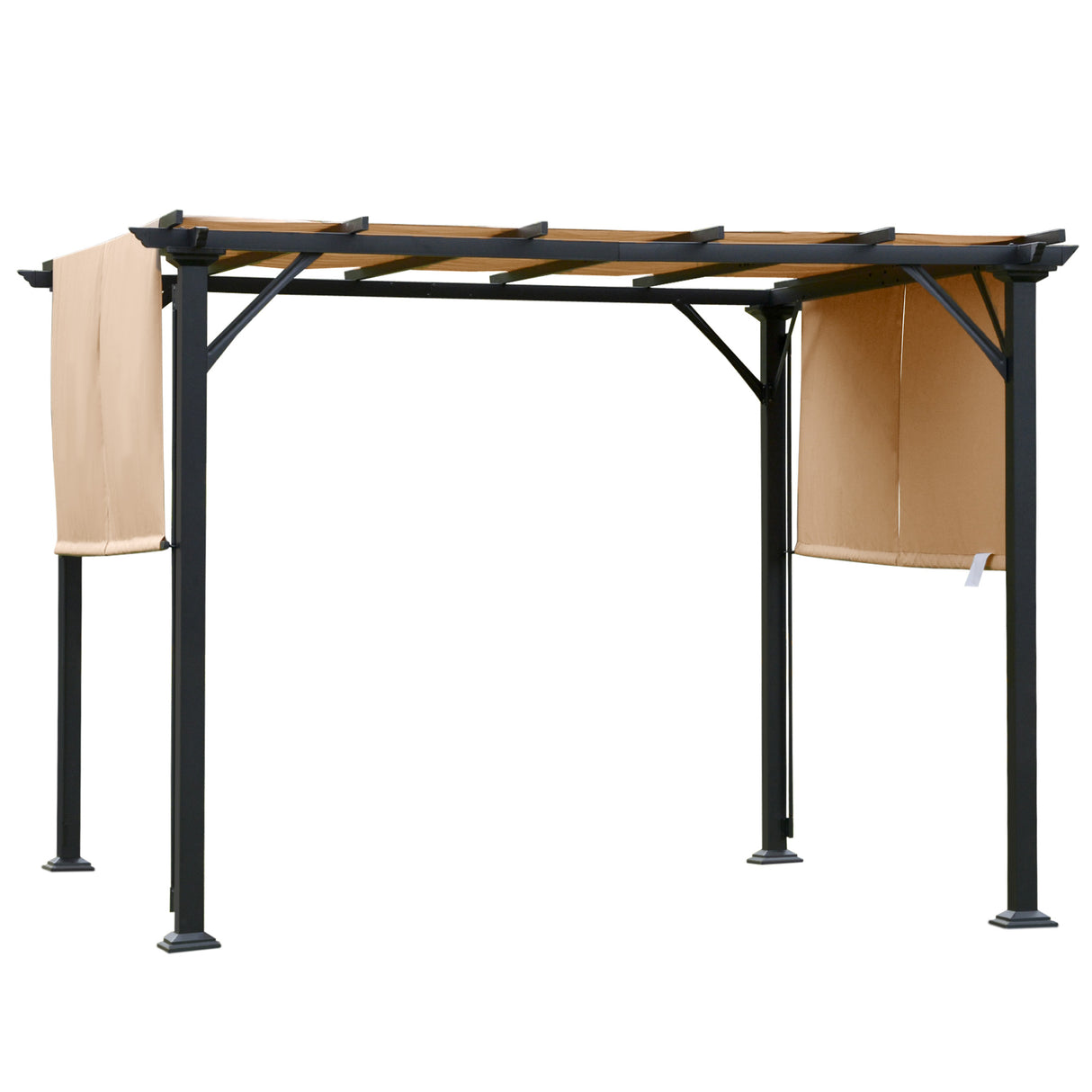 immagine-4-easycomfort-easycomfort-pergola-gazebo-da-giardino-in-acciaio-con-tende-regolabili-3x3m-marrone-chiaro