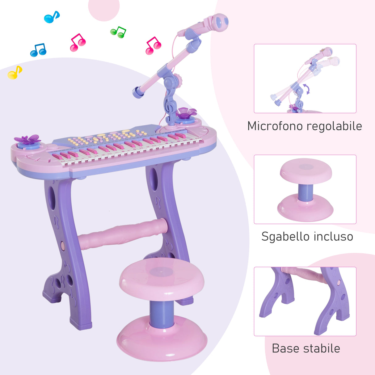 immagine-4-easycomfort-easycomfort-pianola-per-bambini-a-37-tasti-con-sgabello-e-microfono-12-strumenti-e-22-musiche-registrazione-mp3-e-karaoke-rosa