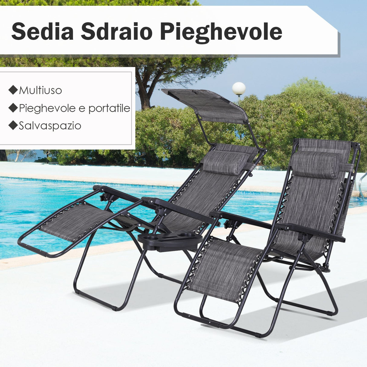 immagine-4-easycomfort-easycomfort-sedia-sdraio-da-giardino-zero-gravity-con-tettuccio-e-portabicchieri-grigio-ean-8054144130446
