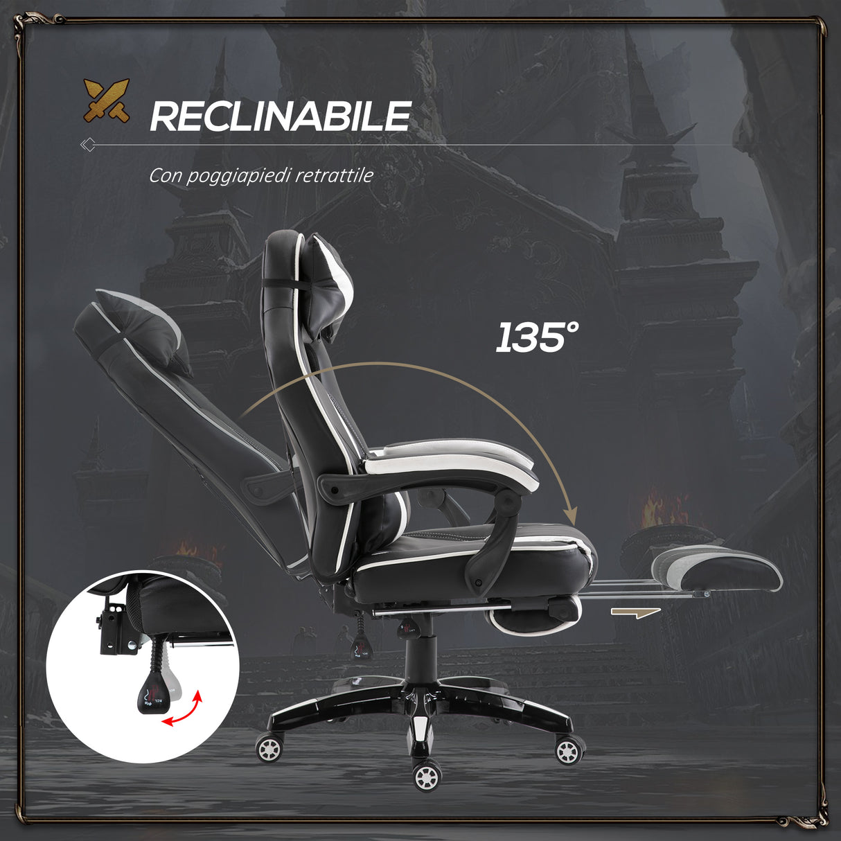 immagine-4-easycomfort-easycomfort-sedia-ufficio-gaming-economica-poltrona-reclinabile-con-poggiapiedi-regolabile-in-altezza-rotelle-tessuto-65-64-114-123-5cm-bianco-ean-8055776916033