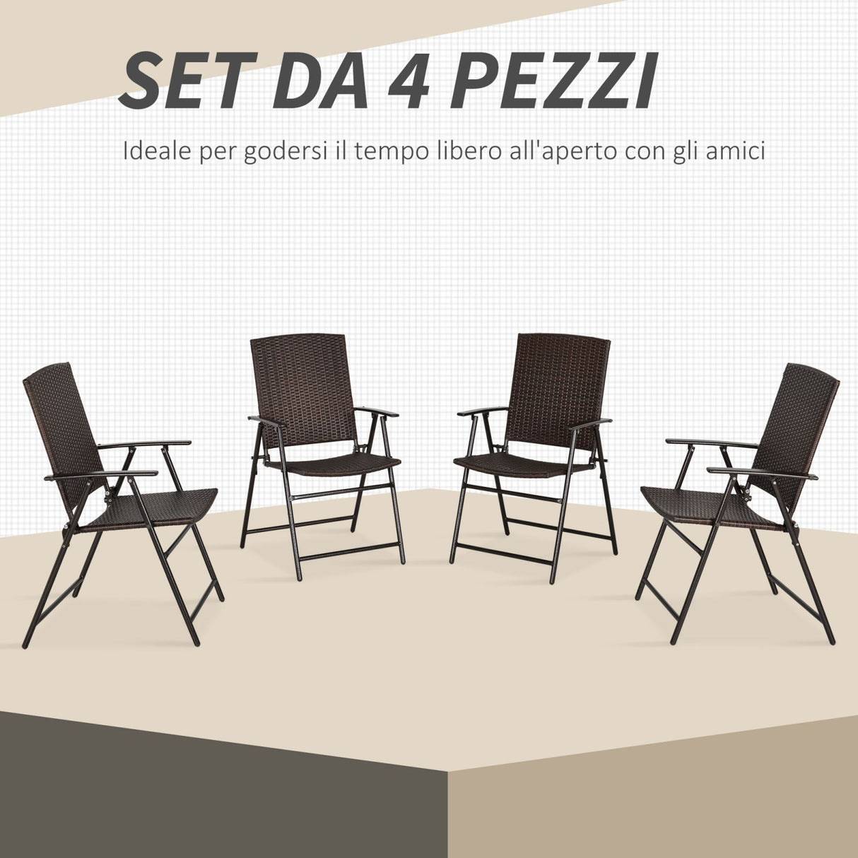 immagine-4-easycomfort-easycomfort-set-4-pezzi-sedie-pieghevoli-da-giardino-in-rattan-e-acciaio-marrone-ean-8055776913469