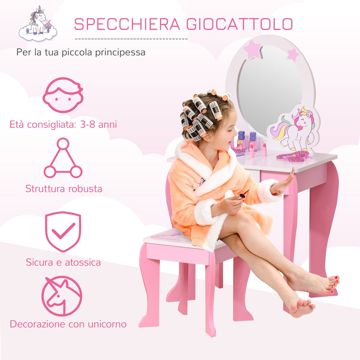 immagine-4-easycomfort-easycomfort-specchiera-giocattolo-toeletta-con-cassetto-e-sgabello-in-legno-giochi-per-bambine-3-6-anni-rosa-e-bianco