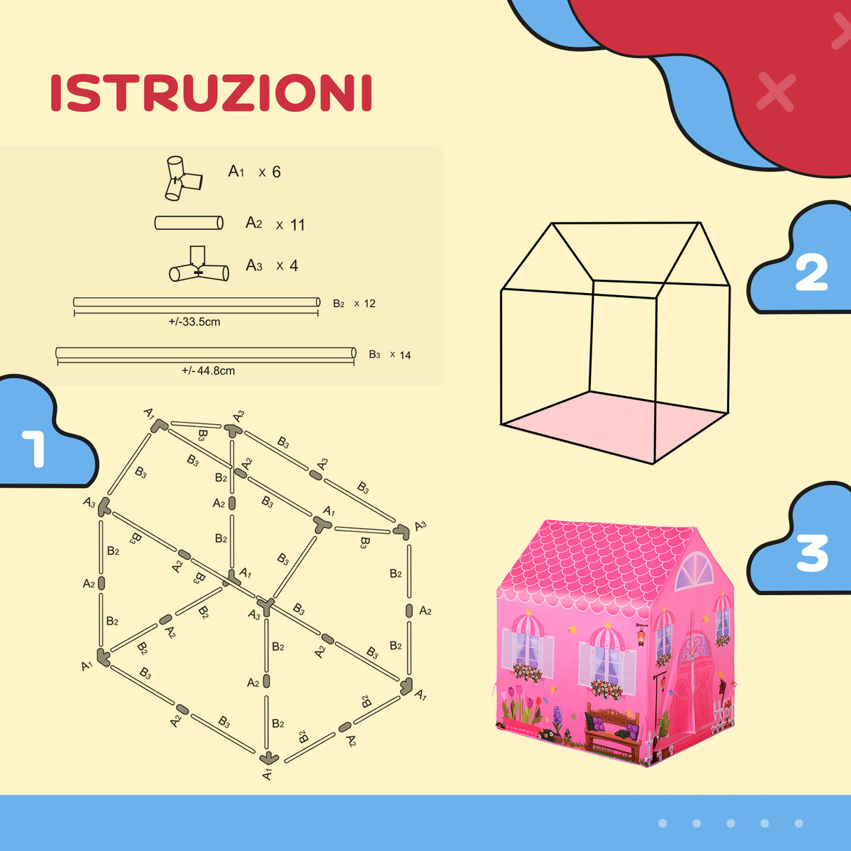 immagine-4-easycomfort-easycomfort-tenda-da-gioco-rosa-per-bambina-3-anni-93-x-69-x-103-cm-idea-regalo-tema-principessa