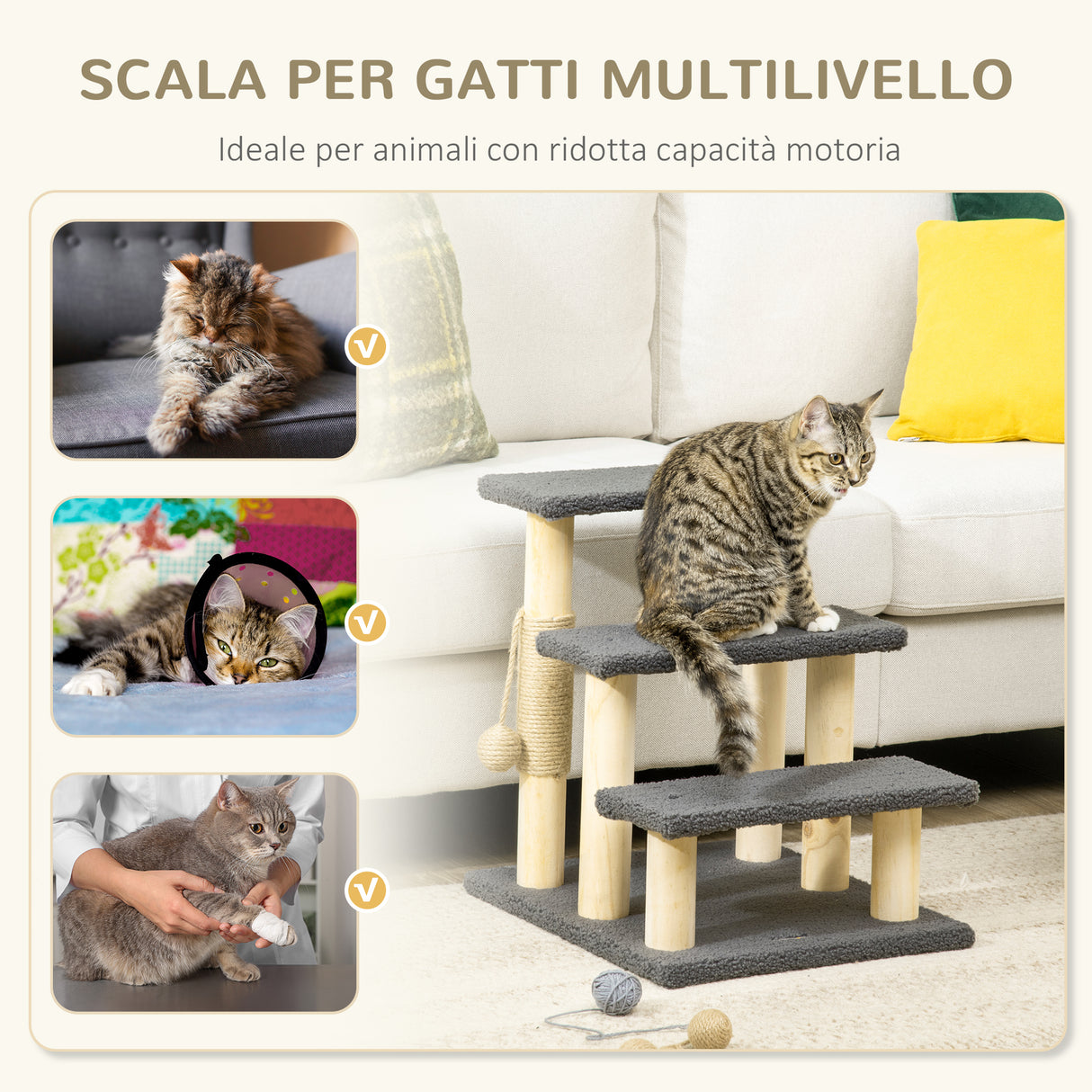 immagine-4-easycomfort-easycomfort-tiragraffi-scaletta-per-gatti-a-3-livelli-pali-in-juta-e-pallina-45x40x48cm-grigio