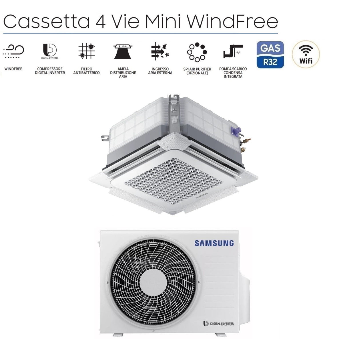immagine-4-samsung-climatizzatore-condizionatore-samsung-inverter-cassetta-4-vie-mini-windfree-18000-btu-ac052rnndkg-r-32-wi-fi-optional-con-pannello-incluso
