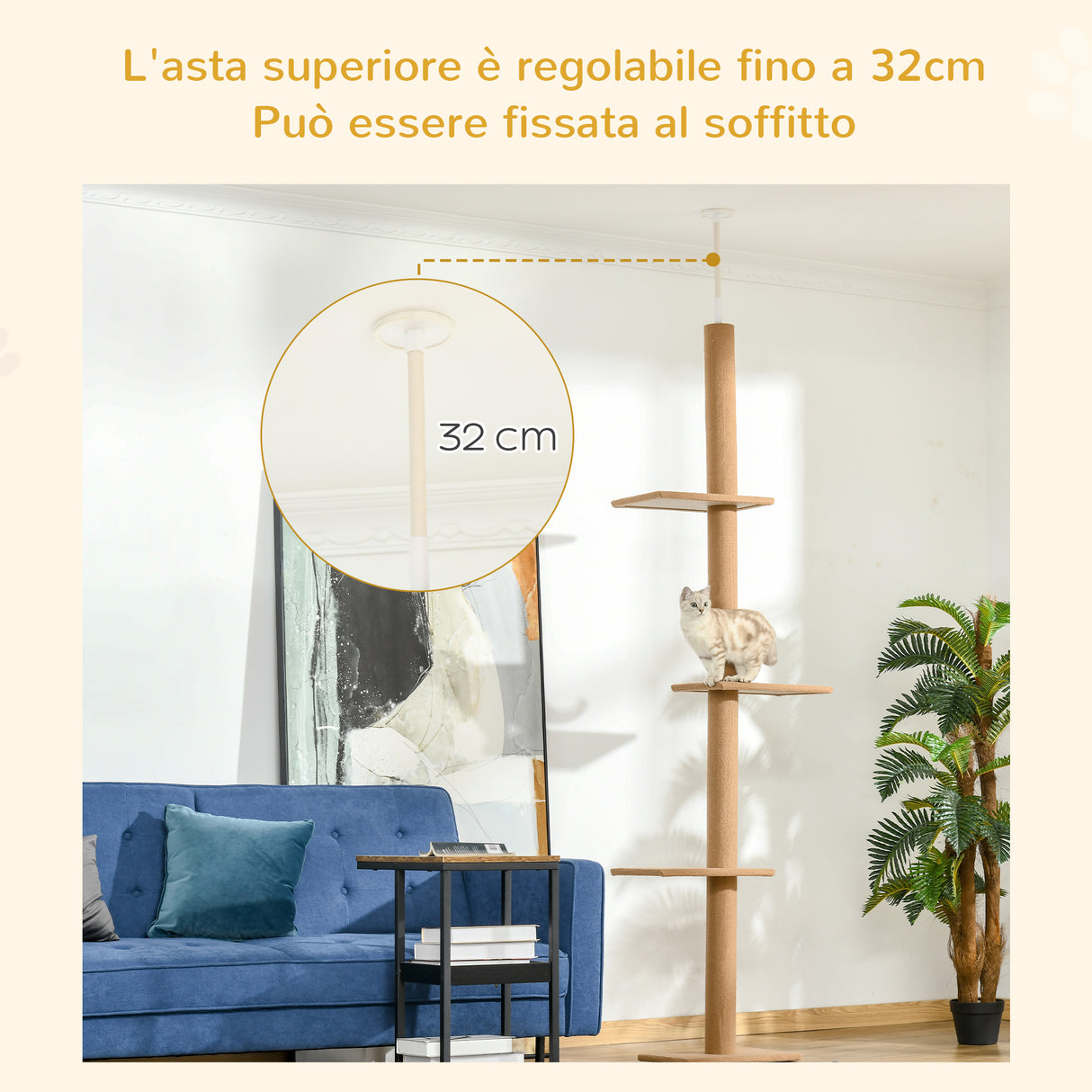 immagine-5-easycomfort-easycomfort-albero-tiragraffi-per-gatti-a-4-livelli-fissaggio-a-soffitto-regolabile-43x27x228-260cm