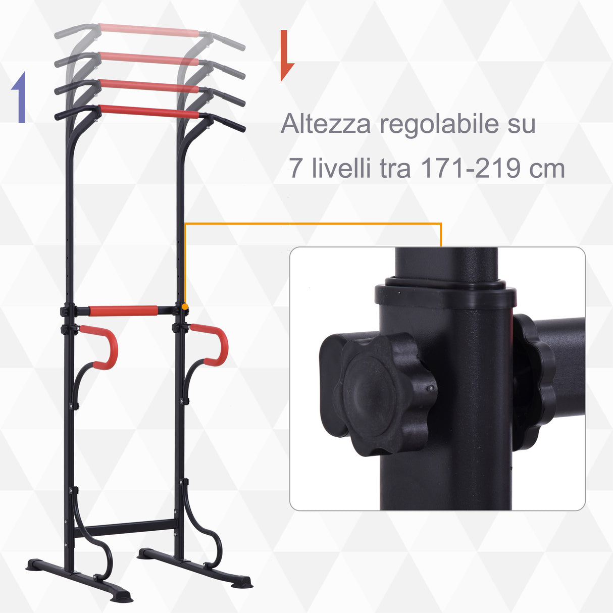 immagine-5-easycomfort-easycomfort-barra-per-trazioni-power-tower-stazione-fitness-multifunzione-con-altezza-regolabile-171-219cm-nero-rosso-ean-8054144132037