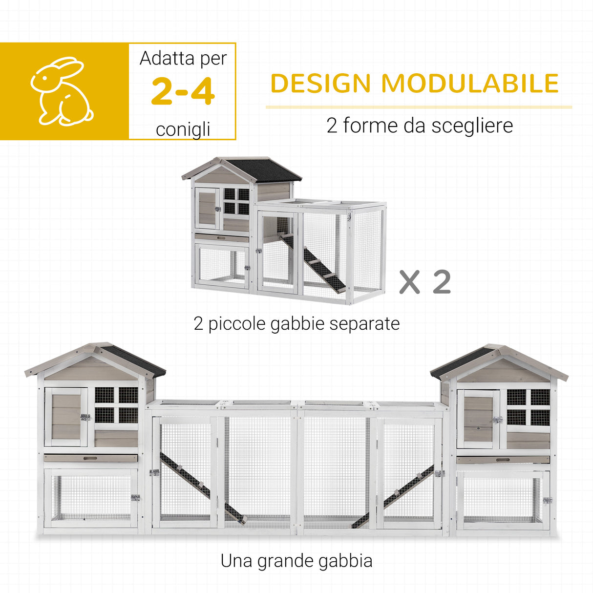 immagine-5-easycomfort-easycomfort-conigliera-in-legno-da-esterno-con-2-casette-area-aperta-recintata-e-rampe-259x64x92cm-grigio