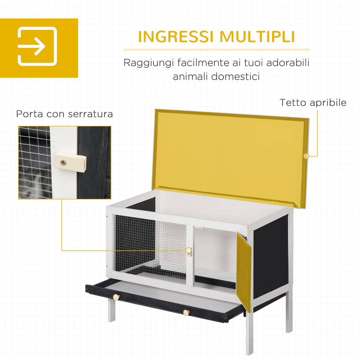 immagine-5-easycomfort-easycomfort-conigliera-in-legno-di-abete-da-esterno-con-vassoio-estraibile-tetto-apribile-in-bitume-e-rete-metallica-90x45x65cm-nera-bianca-e-verde