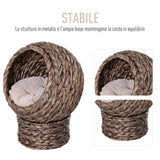 immagine-5-easycomfort-easycomfort-cuccia-per-gatti-rialzata-con-cuscino-casetta-naturale-con-foglie-di-banana-beige-e-marrone-42x33x52cm-ean-8054111845069