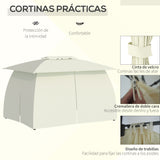 immagine-5-easycomfort-easycomfort-gazebo-da-giardino-4x3m-con-doppio-tettuccio-pareti-in-poliestere-e-struttura-in-acciaio-beige