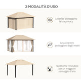 immagine-5-easycomfort-easycomfort-gazebo-da-giardino-4x3m-in-alluminio-e-acciaio-con-zanzariera-e-4-tende-in-poliestere-marrone