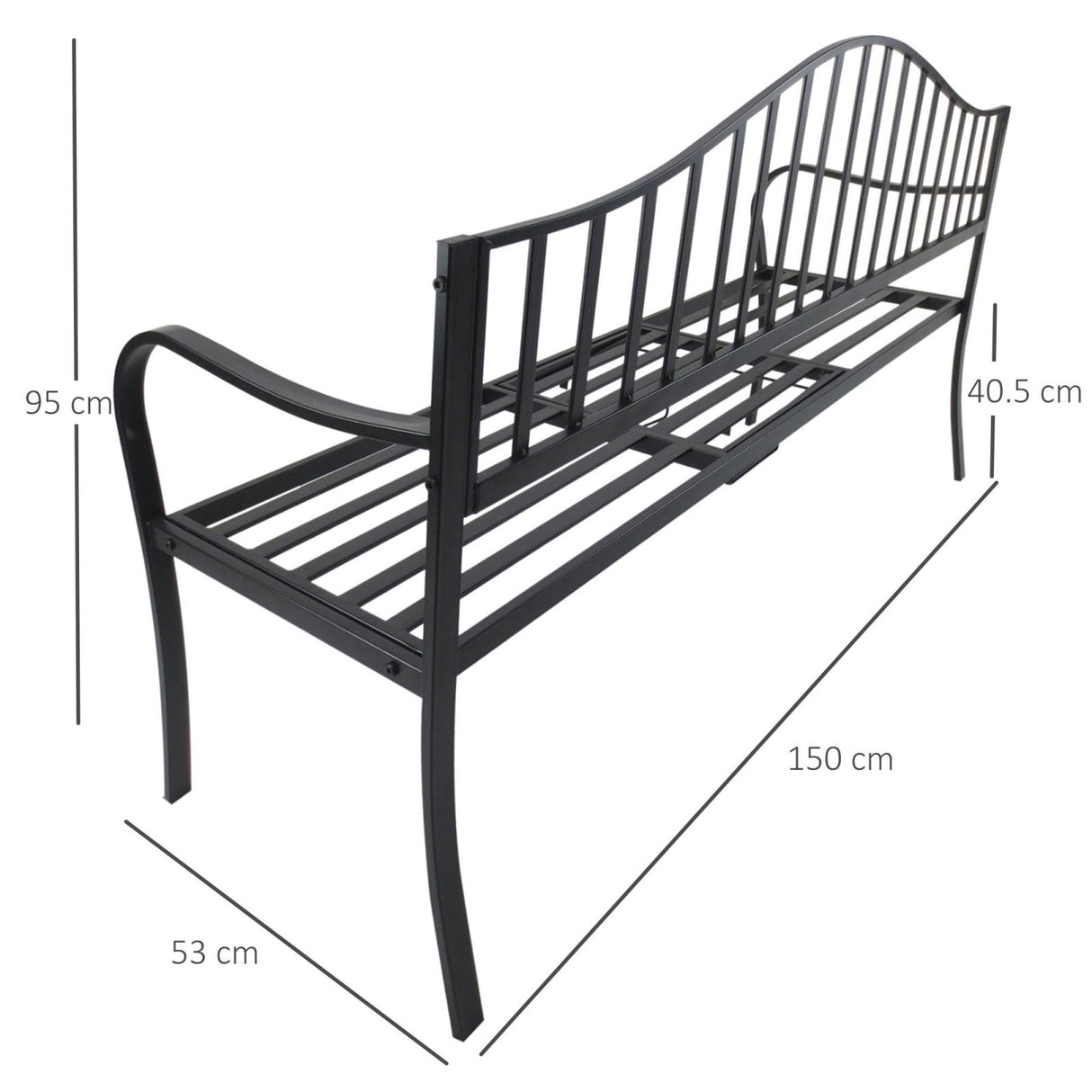 immagine-5-easycomfort-easycomfort-panchina-da-esterno-a-2-posti-panchina-da-giardino-con-tavolino-estensibile-in-metallo-150-x-53-x-95-cm-nero-ean-8054144134413