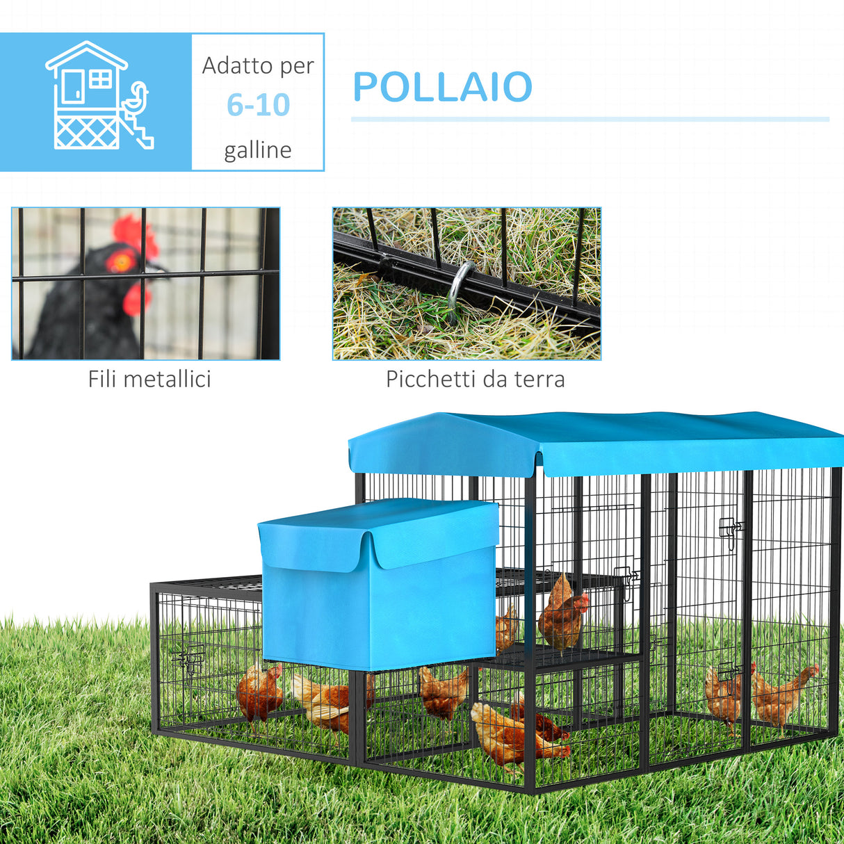 immagine-5-easycomfort-easycomfort-pollaio-da-giardino-componibile-per-6-10-galline-con-gabbie-in-metallo-e-copertura-in-poliestere-blu