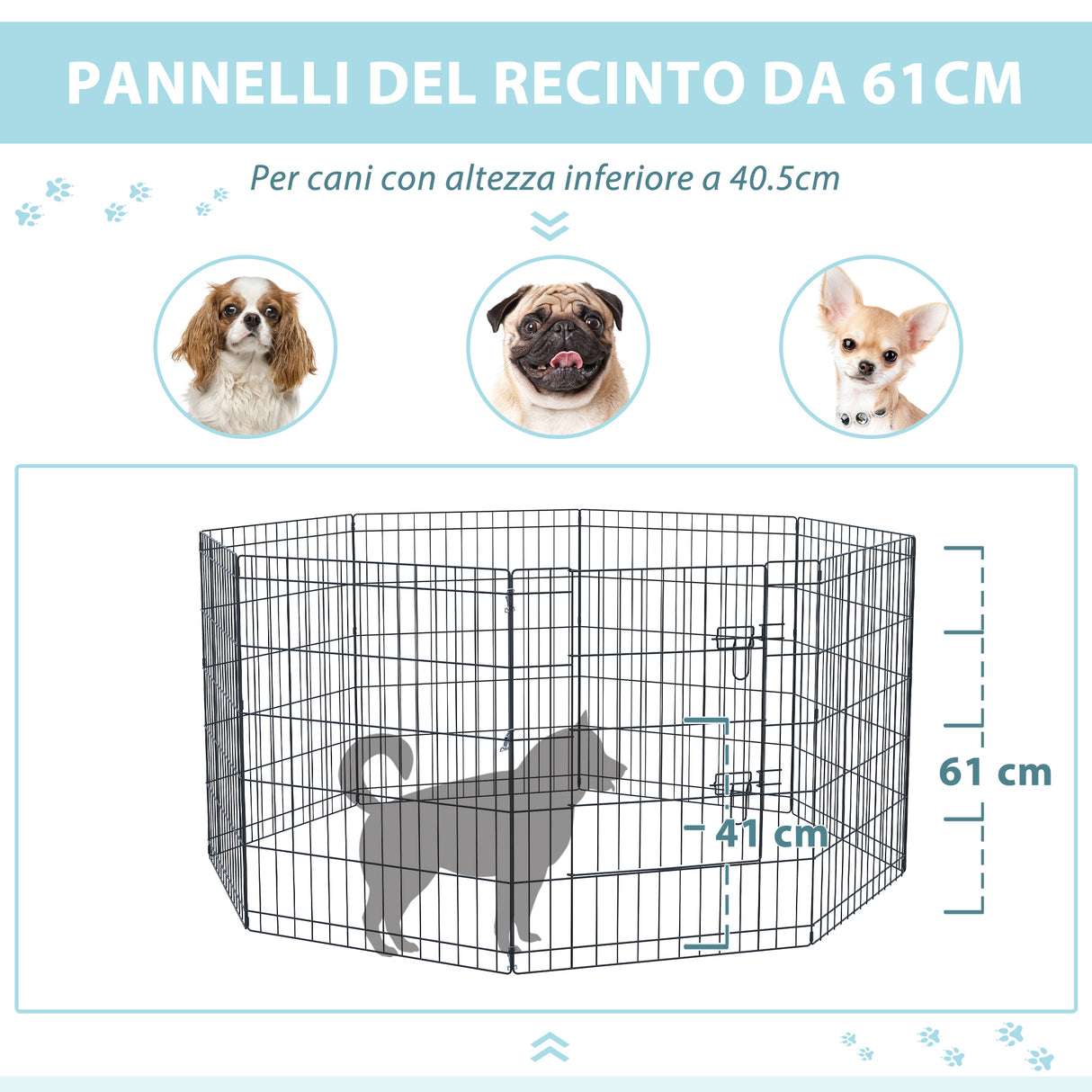 immagine-5-easycomfort-easycomfort-recinto-per-cani-gatti-cuccioli-roditori-recinzione-rete-gabbia-8-pezzi-76-x-61cm-nero-ean-8054111843324