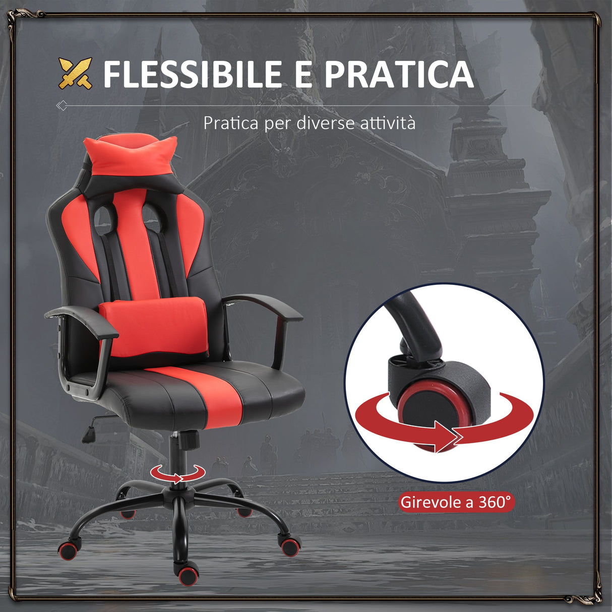 immagine-5-easycomfort-easycomfort-sedia-da-gaming-ergonomica-con-braccioli-altezza-regolabile-con-cuscino-nero-e-rosso-ean-8054144134376